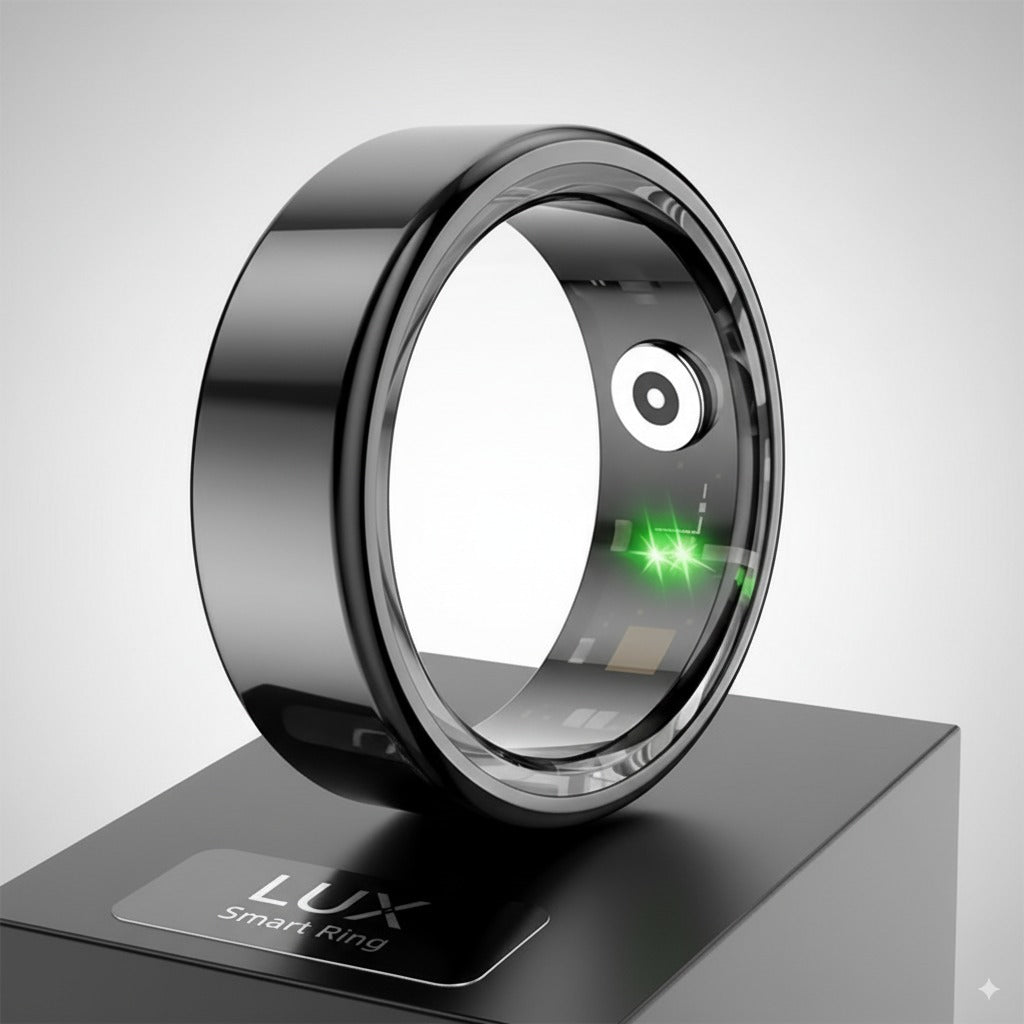 Health monitoring smart ring displaying real-time biometric data for enhanced wellness and fitness tracking