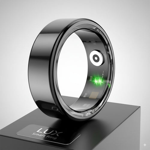 Health monitoring smart ring displaying real-time biometric data for enhanced wellness and fitness tracking